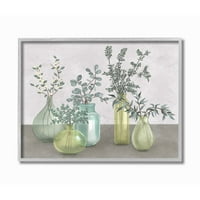 Ступел индустрии растения във вази неутрален сив дизайн графично изкуство сива рамка изкуство печат стена изкуство, 16х20