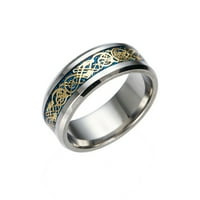 Дракон неръждаем със сребърен стоманен пръстен Златен дракон Титаниев стоманен пръстен за пръстени за теглене на пръстен за жени Количета и пръстени за тийнейджъ?