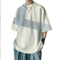 Xiaobai Waffle Fabric Ръководство за шиене O-Neck с къс ръкав мъже тениска хип-хоп стил твърд цвят тениска ежедневно облекло