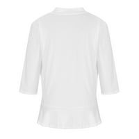 Риза с лай-не-звезди жени ежедневни тениски тениска жени жилетка с къси ръкави отворен преден лек кардиган драпирани ръбове плетен жилетка