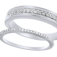 Кръгла изрязана бяла естествена диамант Неговата и нейната сватбена лента, поставена в 14k бяло злато от Jewel Zone Us