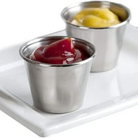 Чаши за сос от неръждаема стомана, подредена метална порция индивидуални контейнери за подправка кухня за потапяне на сосове, безопасна повторна употреба