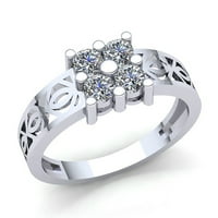 Истински 0,15ct кръгла изрязана диамантена мъжка стилна годишнина годежен пръстен солидна 18k роза, бяло или жълто злато F VS1