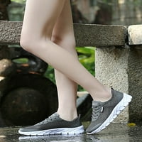 Gomelly дамски обувки за бягане фитнес тренировки маратонки мрежести ежедневни обувки неплъзгащи се апартаменти на открито пешеходна маратонка тъмно сиво 10