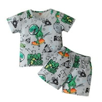 Панталони за малки деца размер 5t бебе момче летни дрехи Топка за малко дете с къс ръкав Карикатури динозавър отпечатъци на тениска пуловер върхове шорти деца тоалети