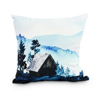Кабина в гората синьо почивка печат декоративна възглавница хвърлят