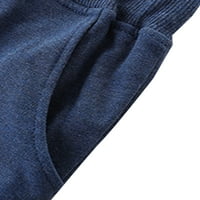 Гринизглежда детски панталони ластик джогинг панталон Прав крак Дантела нагоре дъна Плътен цвят момчета ежедневни с джобове Активен Шнур синьо 5т