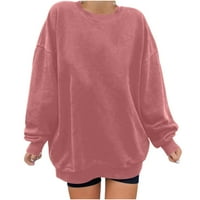 Жените удобни суитчър клирънс Плътен цвят Дълъг ръкав екипаж Пуловер Плюс размер лек случайни хлабав У2К дрехи мода