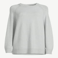 Безплатен монтаж Дамски туника пуловер с дълги реглан ръкави, средно тегло