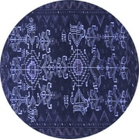 Ahgly Company Machine Pashable Indoor Round Persian Blue Traditional Area Cugs, 8 'Round