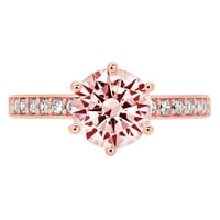 1.71ct кръгло рязане розово симулиран диамант 14k розово розово злато гравиране на изявление Булчинска годишнина Ангажимент Сватбен пръстен Размер 5.5