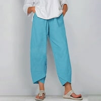 Жени модни масивни цветове памук еластични панталони плаж отдих панталони плюс размер плюс тренировка