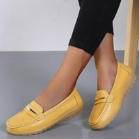 Дамски обувки мода Дамски дишащи Дантела нагоре обувки апартаменти Ежедневни обувки жълти 38