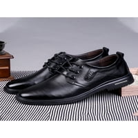 Имейтан Мъжки Кожени Обувки Дантела Нагоре Оксфордс Бизнес Рокля Обувки Работа Апартаменти Гланц Официално Черно 6.5