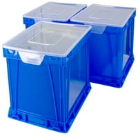 Куб за съхранение на съхранение, буква за законна преносима кутия за файлове, синьо, 3-пакет