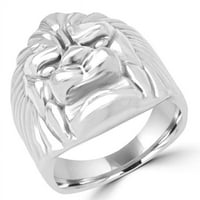 MD140354-5. Мъжки лъвове Head Comfort Fit Fashion Ring Wedding Band в 10K бяло злато, размер 5.5