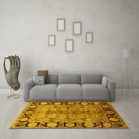 Ahgly Company Indoor Rectangle Oriental Yellow Industrial Area Rugs, 5 '8'