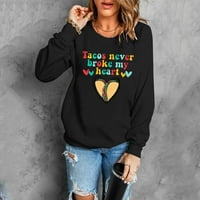 Дамски суичър с дълъг ръкав сърдечен графичен печат пуловер на ризата