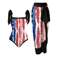 Aiyuq.u Ден на независимостта за женски американец от юли печат бански костюми+ прикрийте два винтидж печат бански костюм Monokini Bikini Swimsuits Два резервоара