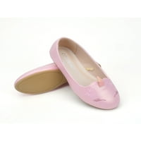 Плоска обувка на Welliumy Girl's Sluding Toe Flats Princess Ressing Shoes Dance Loafers School Non-Slip Slip on Pink 1Y