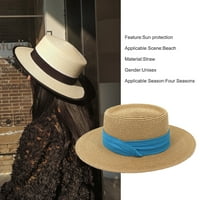 Maytalsoy Straws Hat Wide Brim Sun Protection дишащ на открито пикник риболов Пътят плаж модна горна плоска шапка дами каки синьо
