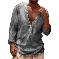 fvwitlyh тениски с дълъг ръкав Мъжка модна риза с къс ръкав плаж с v-образно деколте при печат африкански летен връх