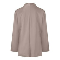 Женски върхове с дълъг ръкав модна ревера блуза твърд цвят риза