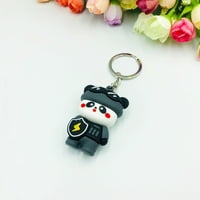 Rygai Cartoon Panda Keychain 3D Mini Funny High Houndness Comment Grip Backpack Орнамент PVC Сладък животински ключов пръстен за всеки ден, D