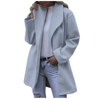 Wendunide Cardigan for Women Fau Wool Thin Coat Juge Damies Slim Long Overcoat outwear Blue