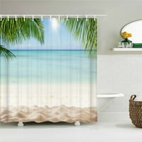 Слънчева плажна морска пейзаж 3d печат душ завеса голям размер 300x водоустойчив полиестер домашен декор завеса с куки