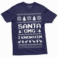 Забавен Chistmas грозен модел Santa OMG Познавам го тениска за популярна култура