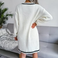 Дамски дълъг ръкав хлабав трикотажен пуловер пуловер пуловер пуловер
