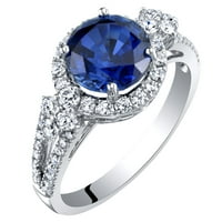 3. КТ кръг създаде син сапфирен пръстен с лабораторно отгледани диаманти от 14к Бяло Злато