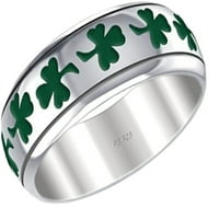 Женски сребърен сребърен ирландски келтски шам Шамрок Лист детелина сватбена лента пръстен