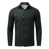 Класически ретро мъже риза топ мъжки небрежен копче с ревера риза Мъжки отпечатани жители на жилетки