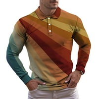 Мъжки ризи за тренировки мъже модни ежедневни калпак пуловер печат с къс ръкав тениска блуза салони ризи, жълто, l