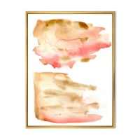 Дизайнарт 'Червено розово злато и бежово абстрактни облаци' модерна рамка платно стена арт принт