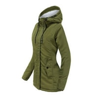 Набиране на трапчинка женски качулка плюс кадифено велосипедно палто дами зимно памучно палто сгъстено с топло яке със средна дължина зелено