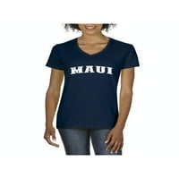 Женска тениска с v-образно деколте-Мауи Хаваи
