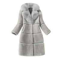 Ketyyh-chn палто жени тънък прилягане на лапета зима есенно есенно палто сиво, s