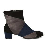 New Nature Breeze несъответствие- Жени Fau Suede Packwork Chunky Heel Bootie