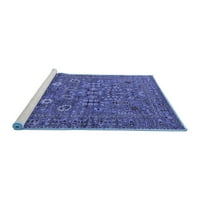 Ahgly Company Machine Pashable Indoor Rectangle Oriental Blue Industrial Area Rugs, 7 '9'