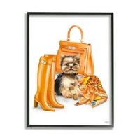 Ступел индустрии оранжево Йорки кученце мода чанта аксесоари в рамка стена изкуство, 30, дизайн от Зивей ли