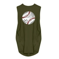 Ханзидакд Плюс размер рокли на жените Бейзбол хлабав рокля забавно графичен печат екипажа врата Два джоба ръкав рокля