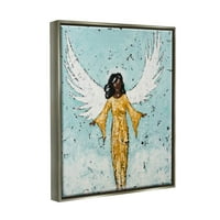 Ступел индустрии Ангел крила жена портрет живопис блясък сив плаваща рамка платно печат стена изкуство, дизайн от Джейд Рейнолдс