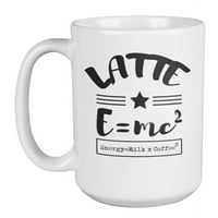 Latte е EMC Math Pun керамично мляко, чаша за кафе и чай за чай или декор за кафене