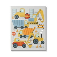 Ступел индустрии строителни превозни средства булдозер сгради трафик конуси илюстрация платно стена изкуство, 48, дизайн от Лиза Пери Уайтбътън