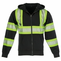 Hi-Vis Hoodie, Full Zip, Class Type O, Black, Tape X-Back, LG, Safegear