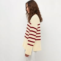 Пуловери за жени раирани джъмпери с джъмпер с дълъг ръкав