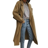 Hunpta Women's Winter Fau Wool Thin Coat Ladies Jucke Slim Long Overcoat Solid Classic Laple Loose Wear